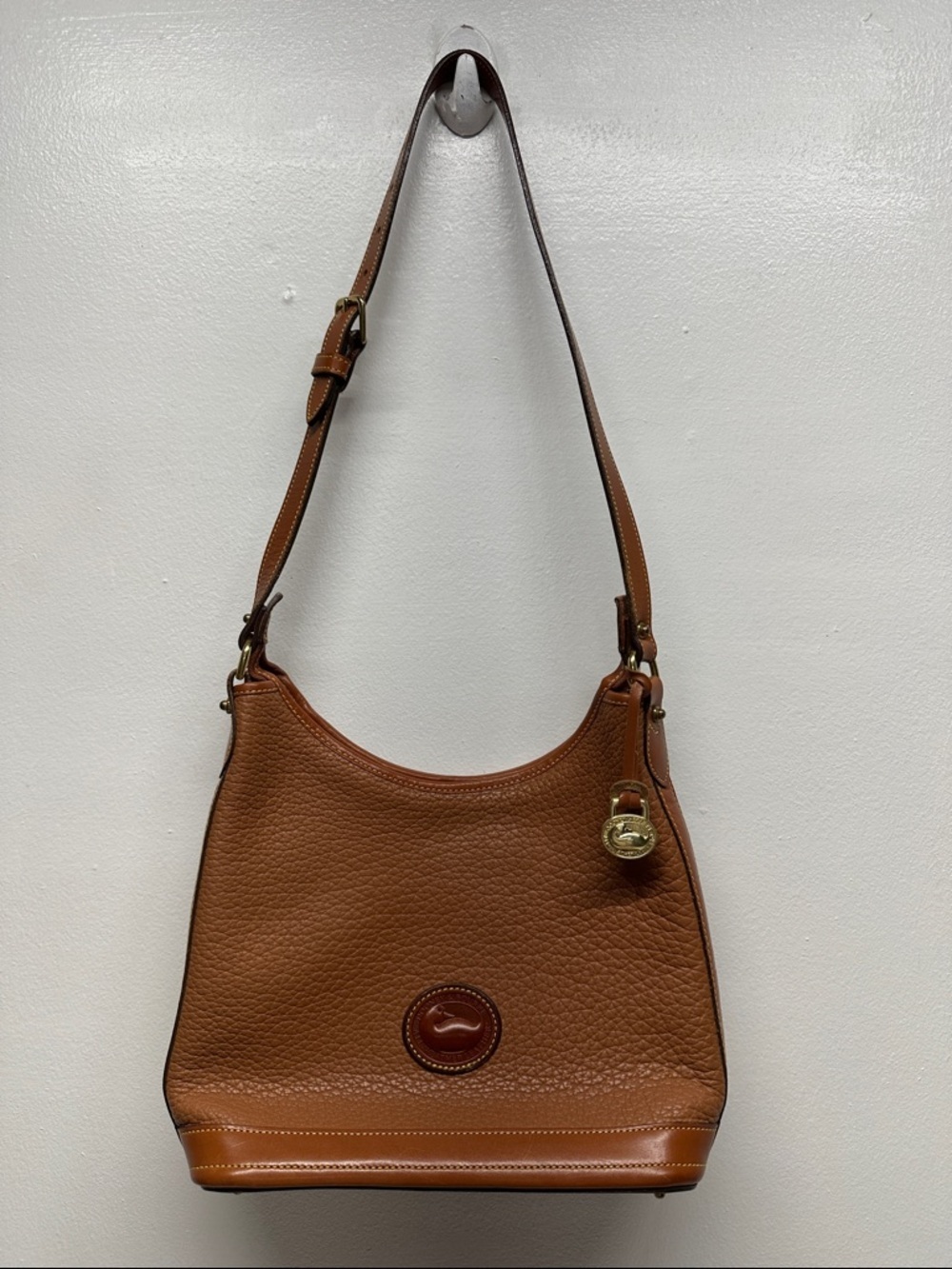 Dooney & Bourke Shoulder Bag Purse Italian Pebbled Leather Vintage 1980’s Brown